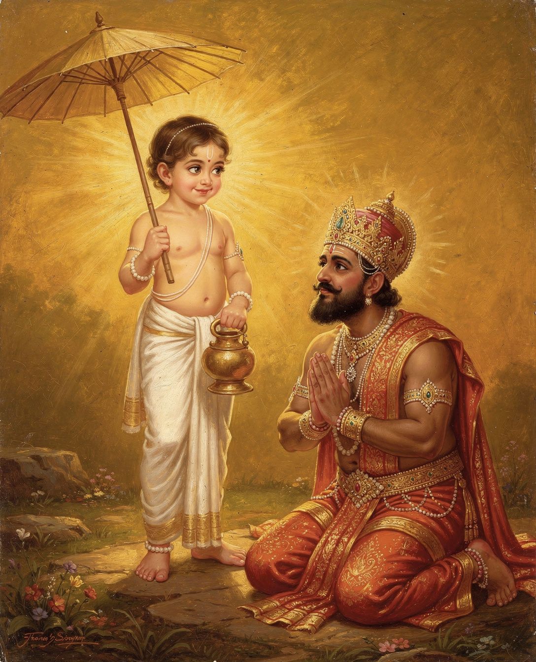 The Lord appears as Vamana before King Bali